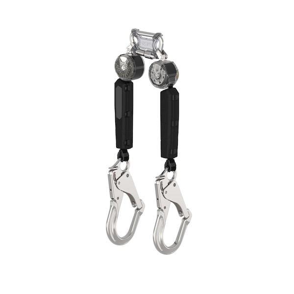 V-TEC Personal Fall Limiter Self Retracing Lanyard, 6 ft. Length, Carabiner, Aluminum, 2 Leg(s)