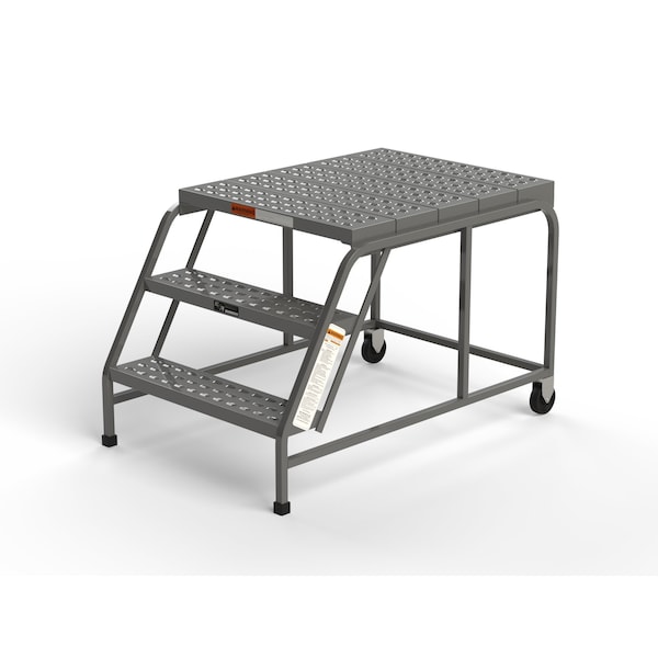 Mobile Work Platform, 3 Steps, 30"W x 36"D Platform, Perforated Tread, No Handrails