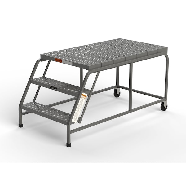 Mobile Work Platform, 3 Steps, 30"W x 48"D Platform, Perforated Tread, No Handrails