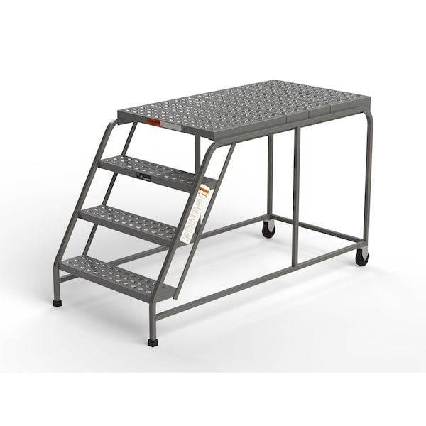 Mobile Work Platform, 4 Steps, 30"W x 48"D Platform, Perforated Tread, No Handrails