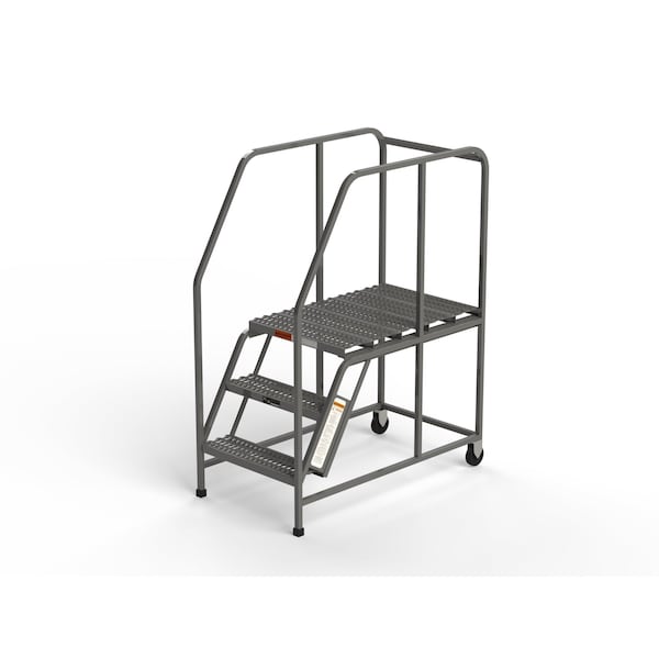 Mobile Work Platform, 3 Steps, 24"W x 36"D Platform, Serrated Tread, No Handrails