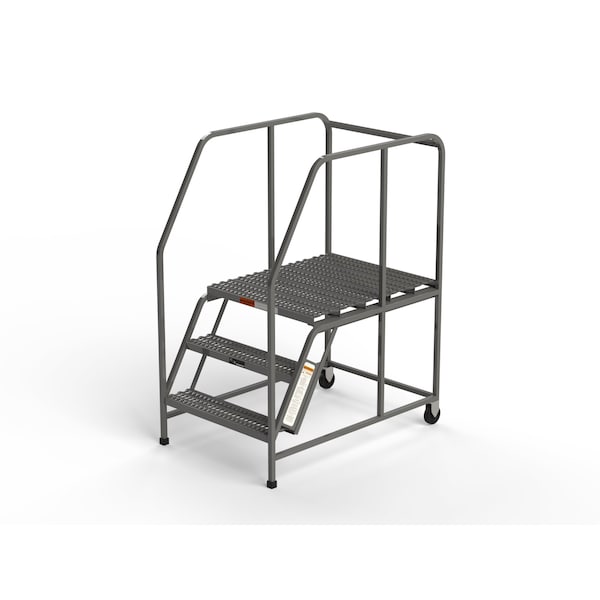 Mobile Work Platform, 3 Steps, 30"W x 36"D Platform, Serrated Tread, No Handrails