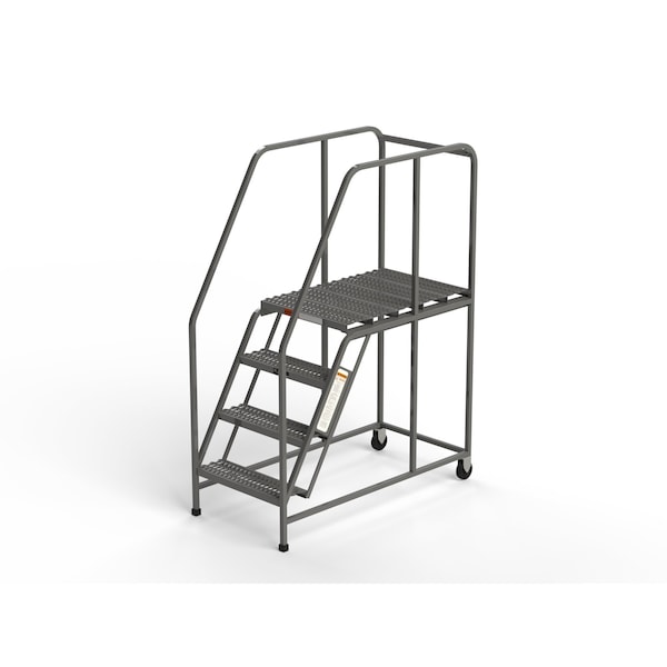 Mobile Work Platform, 4 Steps, 24"W x 36"D Platform, Serrated Tread, No Handrails