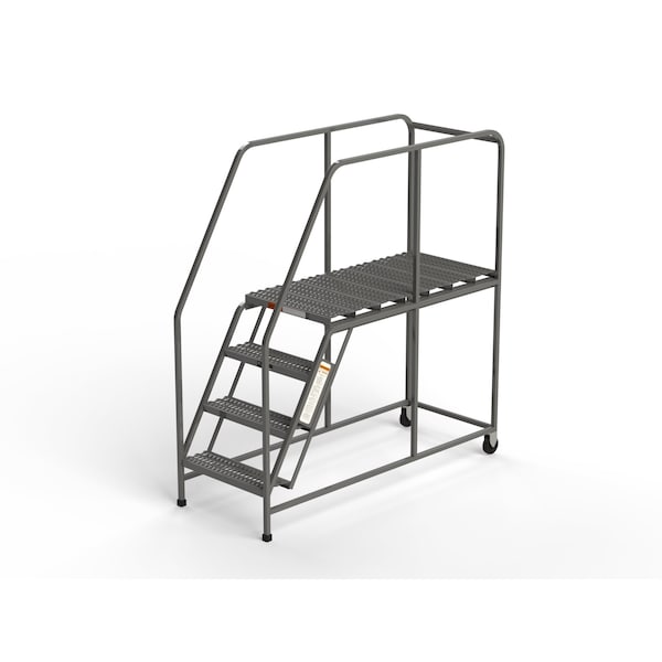 Mobile Work Platform, 4 Steps, 24"W x 48"D Platform, Serrated Tread, No Handrails