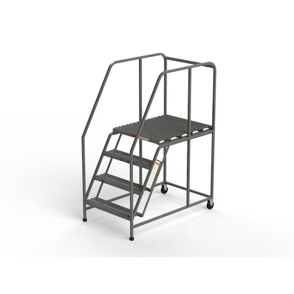 Mobile Work Platform, 4 Steps, 30"W x 36"D Platform, Serrated Tread, No Handrails