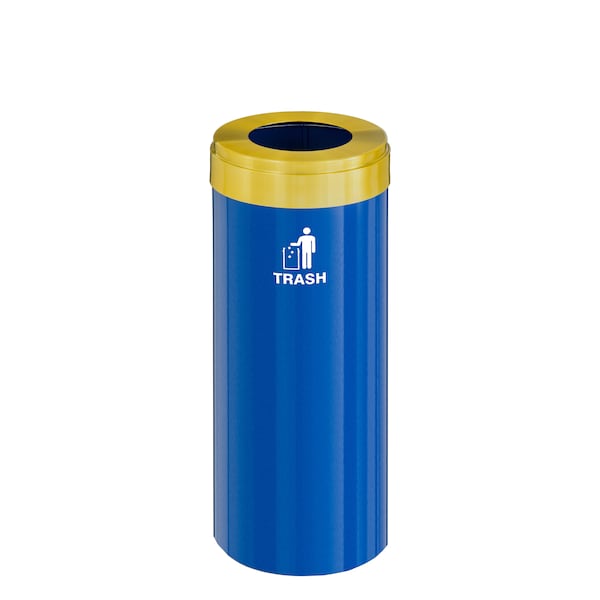 Waste Receptacle, No Liner, 15 gal., Blue/S