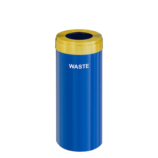 Waste Receptacle, No Liner, 15 gal., Blue/S