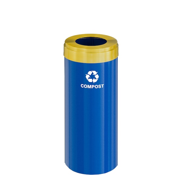 Waste Receptacle, No Liner, 15 gal., Blue/S