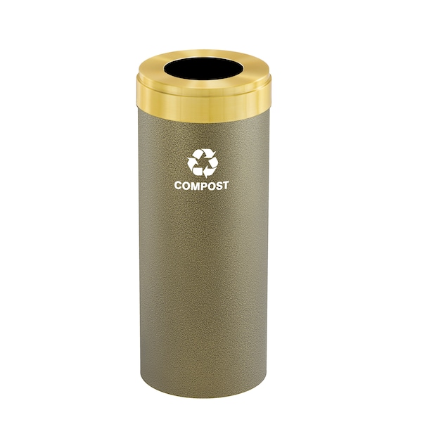 Waste Receptacle, No Liner, 15 gal., Bronze