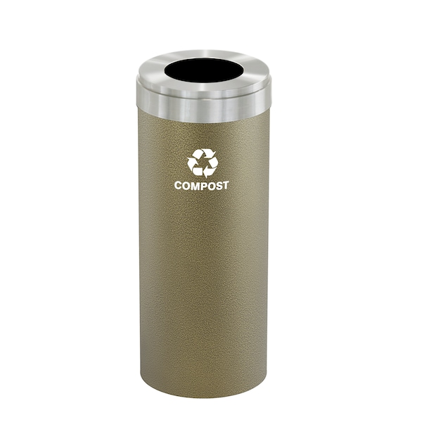 Waste Receptacle, No Liner, 15 gal., Bronze