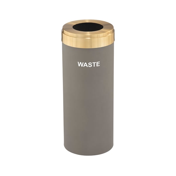 Waste Receptacle, No Liner, 15 gal., Nickel