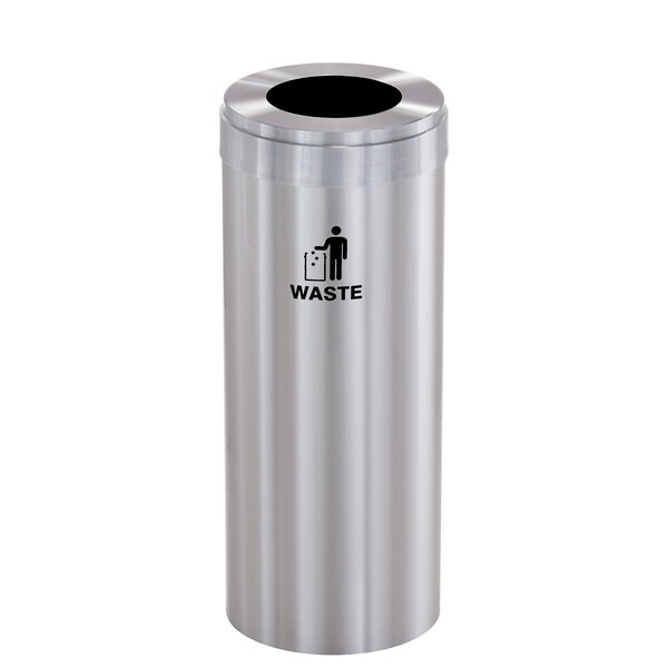 Waste Receptacle, No Liner, 15 gal., Silver