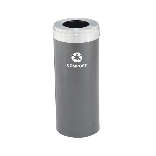 Waste Receptacle, No Liner, 15 gal., Silver