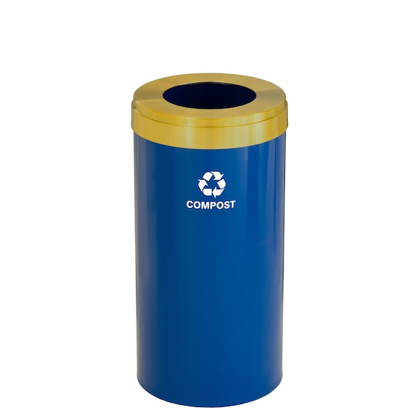 Waste Receptacle, No Liner, 23 gal., Blue/S