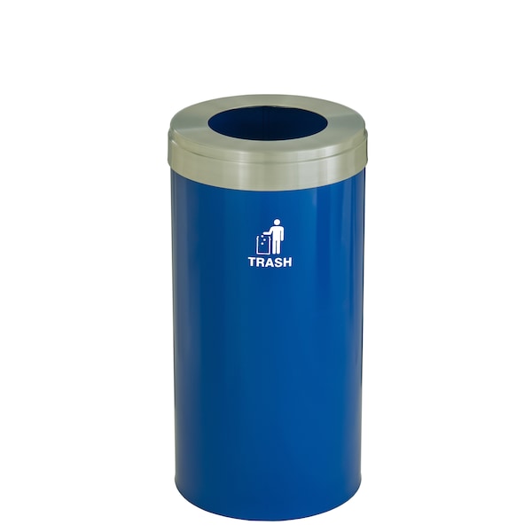 Waste Receptacle, No Liner, 23 gal., Blue/S