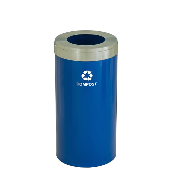 Waste Receptacle, No Liner, 23 gal., Blue/S