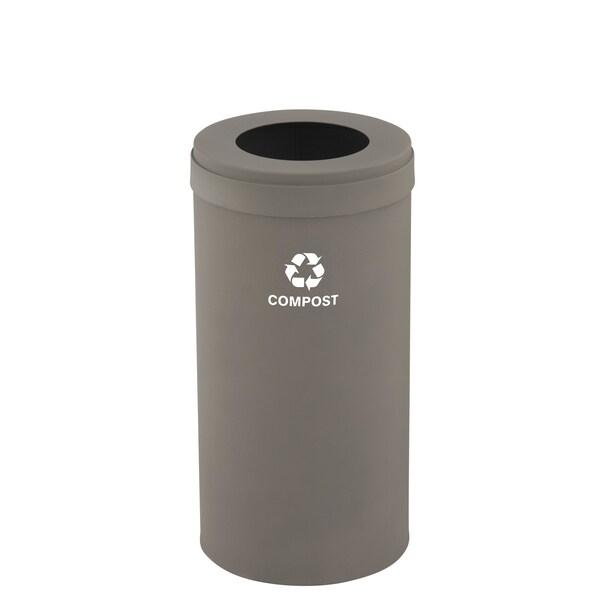 Waste Receptacle, No Liner, 23 gal., Nickel