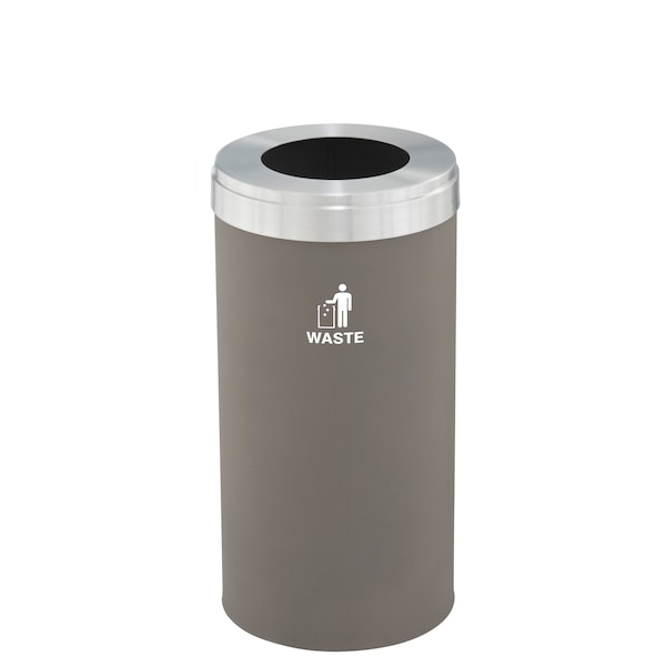 Waste Receptacle, No Liner, 23 gal., Nickel