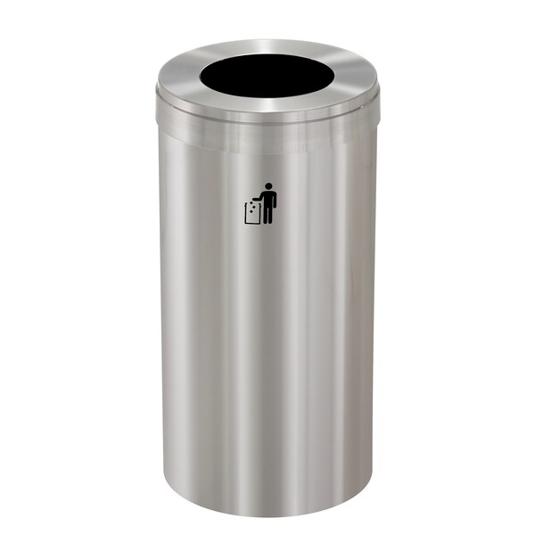 Waste Receptacle, No Liner, 23 gal., Silver