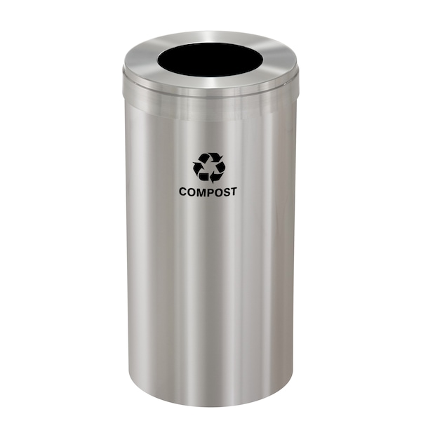 Waste Receptacle, No Liner, 23 gal., Silver