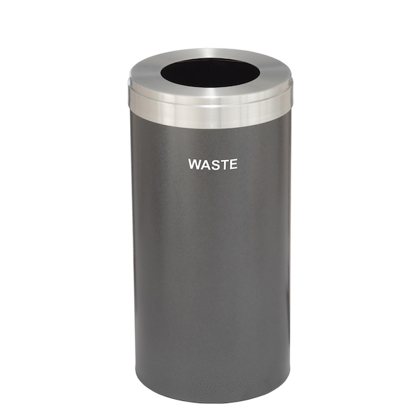 Waste Receptacle, No Liner, 23 gal., Silver