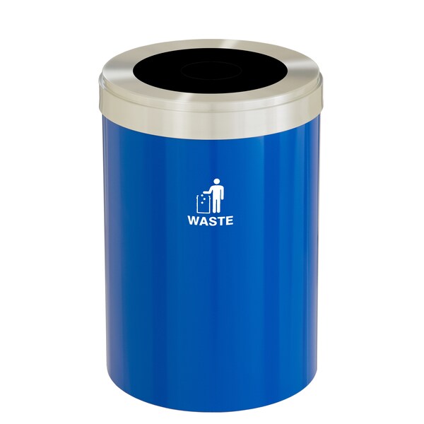 Waste Receptacle, Liner, 33 gal., Blue/Silv
