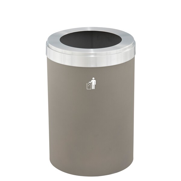 Waste Receptacle, No Liner, 41 gal., Nickel
