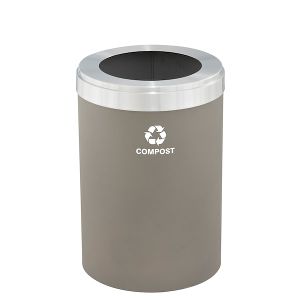Waste Receptacle, No Liner, 41 gal., Nickel