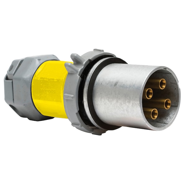 Pin & Sleeve Plug, 201 A, 600V AC, Three Phase, 4 Pole, Style 1 Grounding, Black, NEMA Not Rated