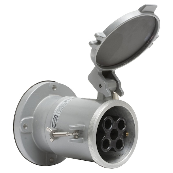 Watertight Pin & Sleeve Receptacle, 200 A, 250/600V AC, 4 Pole, NEMA Not Rated