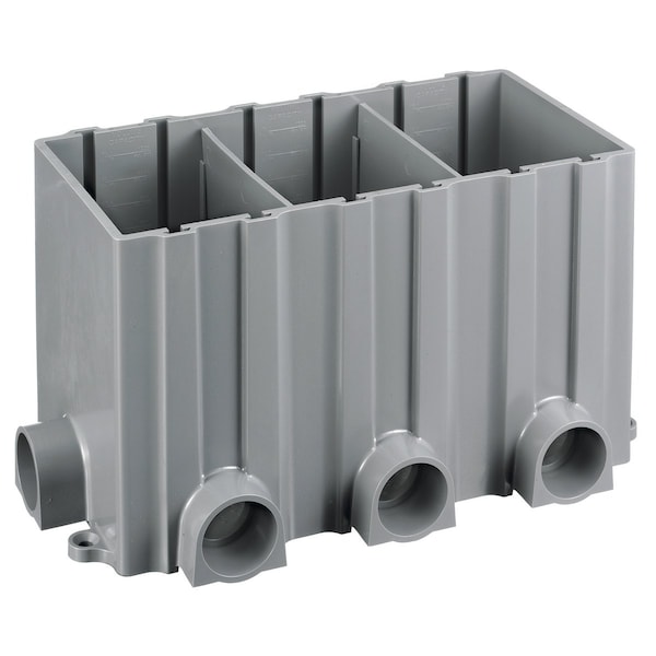 Electrical Box, 14.3  cu in, Floor Box Type, 3 Gangs, PVC, Rectangular Shape