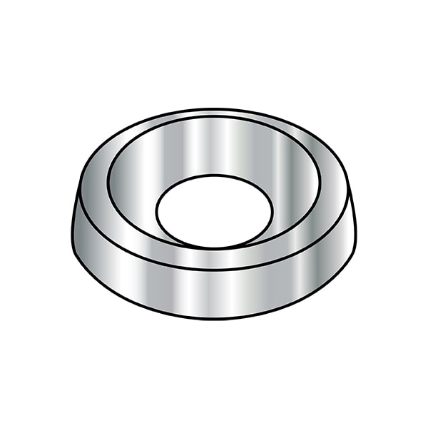 Countersunk Washer, Fits Bolt Size #10 , Stainless Steel Plain Finish, 8000 PK