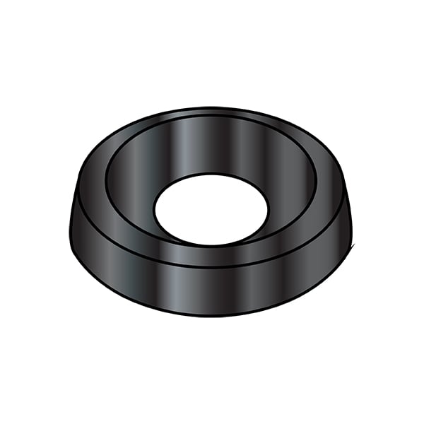 Countersunk Washer, Fits Bolt Size #10 , Steel Black Zinc Finish, 8000 PK