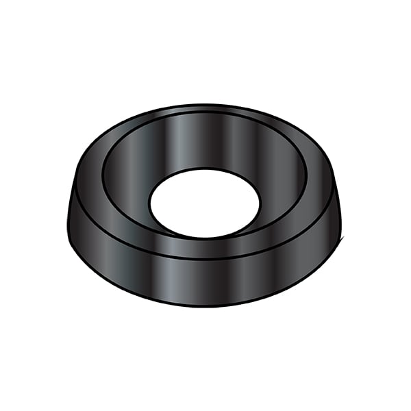 Countersunk Washer, Fits Bolt Size #6 , Steel Black Oxide Finish, 10000 PK