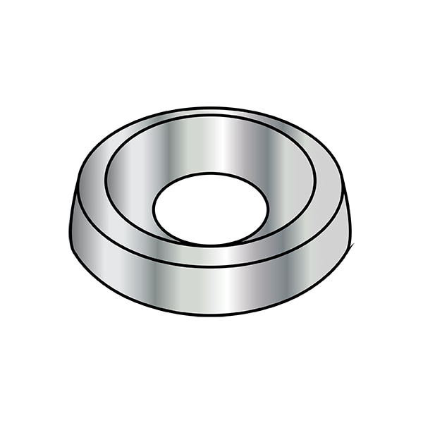 Countersunk Washer, Fits Bolt Size #12 , Steel Nickel Plated Finish, 4000 PK