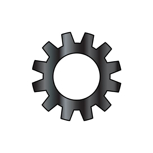 External Tooth Lock Washer, For Screw Size #6 18-8 Stainless Steel, Black Oxide Finish, 10000 PK