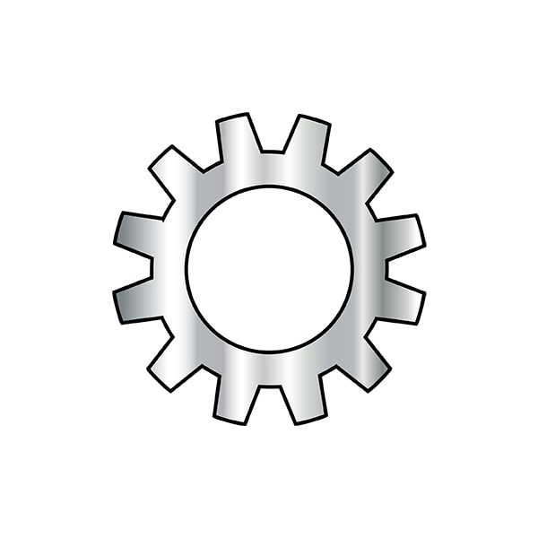 External Tooth Lock Washer, For Screw Size #6 18-8 Stainless Steel, Plain Finish, 10000 PK