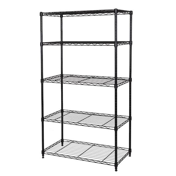 Steel Wire Shelving, 5 Tier, 4 Steel Poles