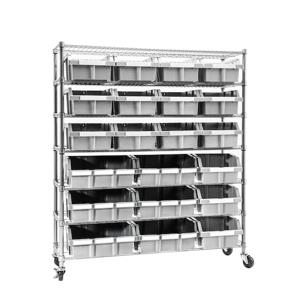 NSF Bin Rack, 7 Tier, 22 Bin, Extra Large