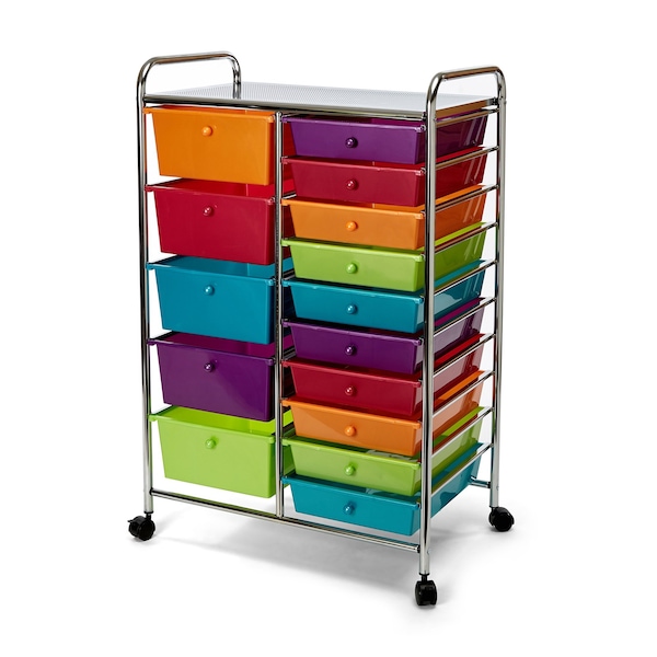 Utility Storage Organizer Cart, 15 Drawer
