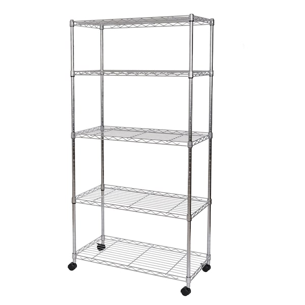 Wire Shelving with Wheels, 5 Tier