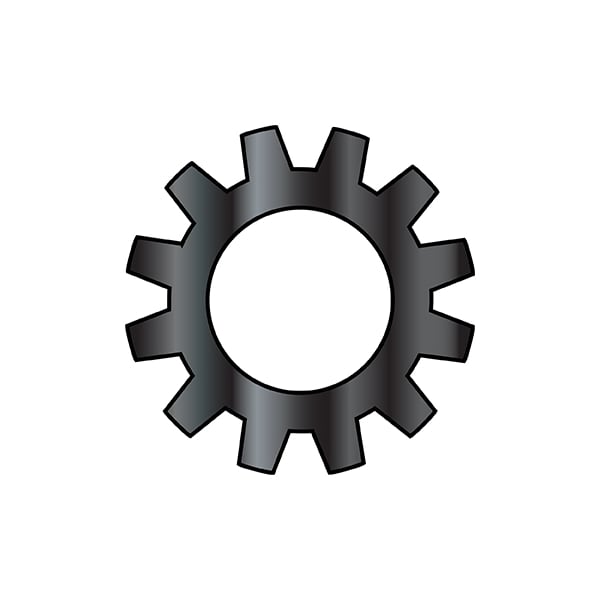 External Tooth Lock Washer, For Screw Size #6 Spring Steel, Black Oxide Finish, 10000 PK