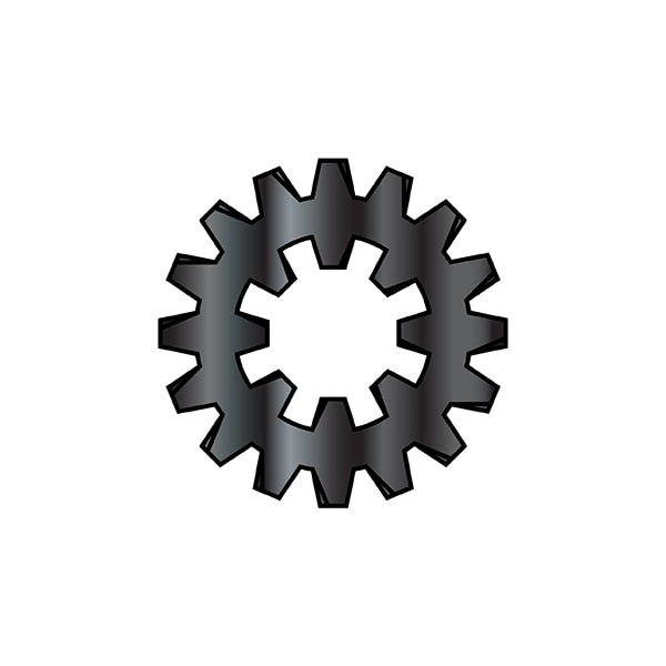 Internal/External Tooth Lock Washer, For Screw Size #12 Spring Steel, Black Oxide Finish, 10000 PK