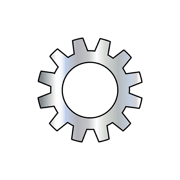External Tooth Lock Washer, For Screw Size #5 Spring Steel, Zinc Plated Finish, 10000 PK