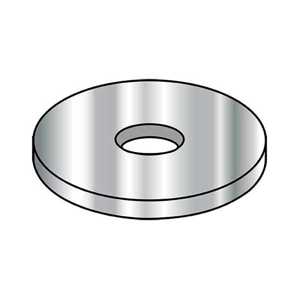 Flat Washer, For Screw Size 0" , Steel Plain Finish, 100 PK