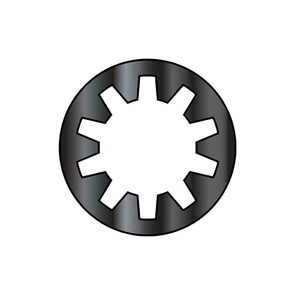 Internal Tooth Lock Washer, For Screw Size #8 Spring Steel, Black Oxide Finish, 10000 PK