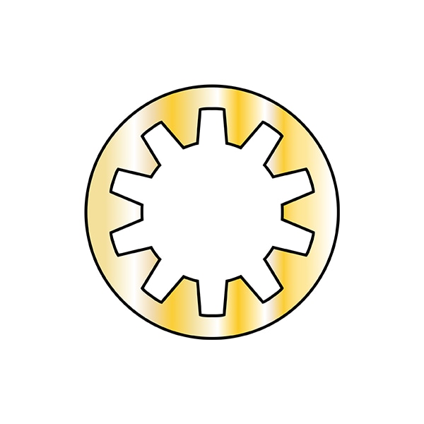Internal Tooth Lock Washer, For Screw Size 1/2 in Spring Steel, Yellow Zinc Finish, 4000 PK
