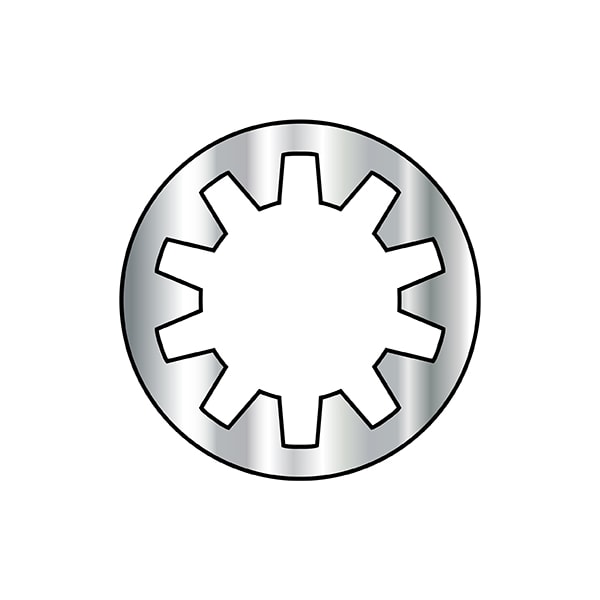 Internal Tooth Lock Washer, For Screw Size #8 Spring Steel, Zinc Plated Finish, 10000 PK