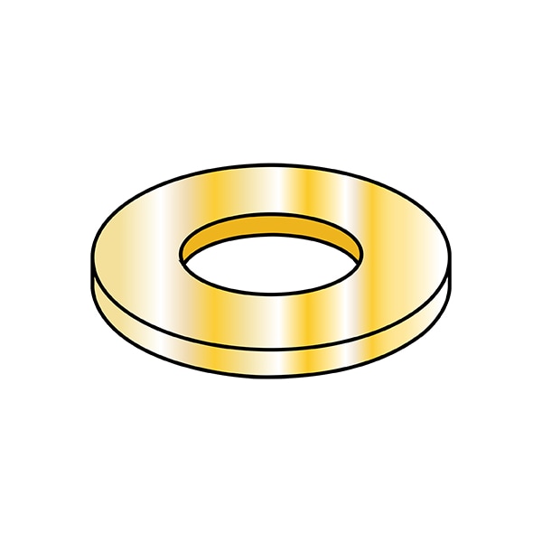 Flat Washer, For Screw Size 10" , Steel Zinc Yellow Finish, 10000 PK