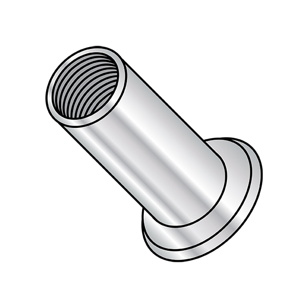 Rivet Nut, M4-0.70 Thread Size, 80.63 mm - 90.39 mm Flange Dia., 10.62 mm - 11.38 mm L, Aluminum
